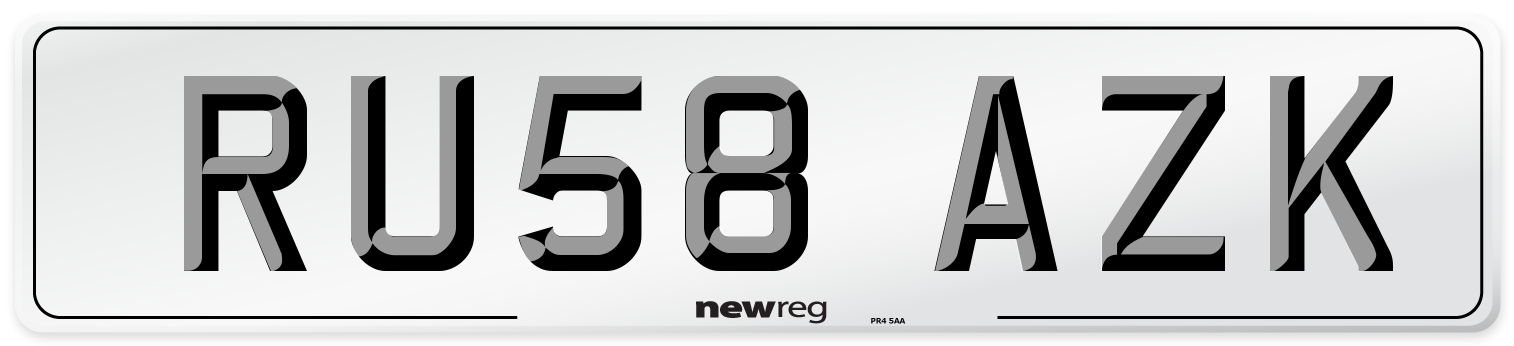 RU58 AZK Number Plate from New Reg